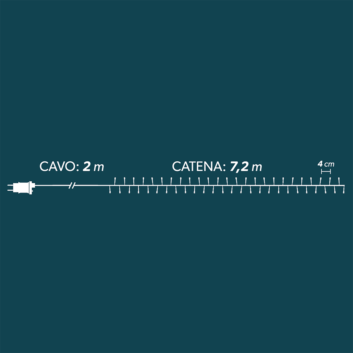 DICTROLUX - Catena Luminosa 180 Led Bianco Freddo - 7,2 metri